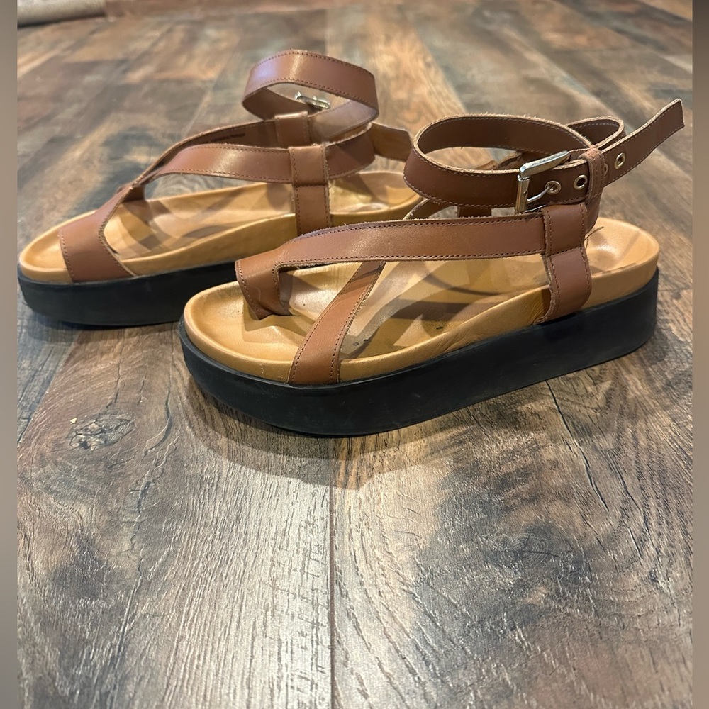 & OTHER STORIES Brown Leather Strappy Chunky Platform Sandals - Picture 5 of 9